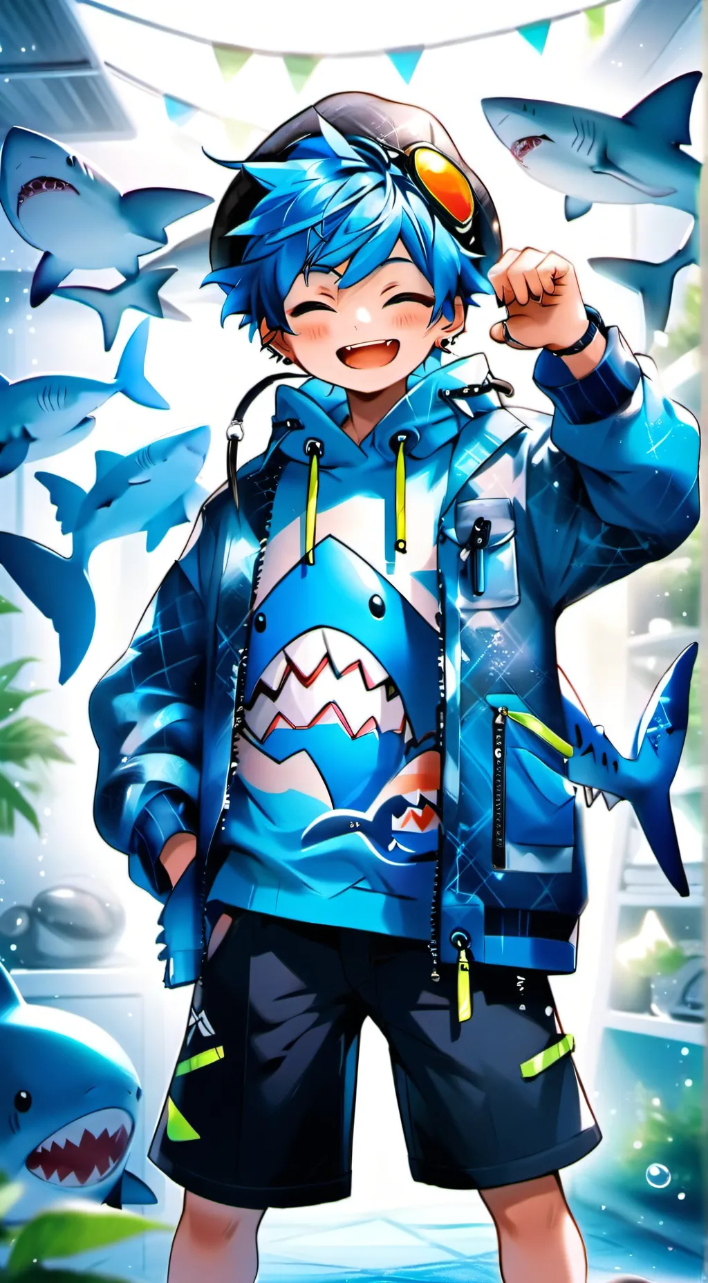 ai character: SHARK BOY OLIVER🦈🦈 background