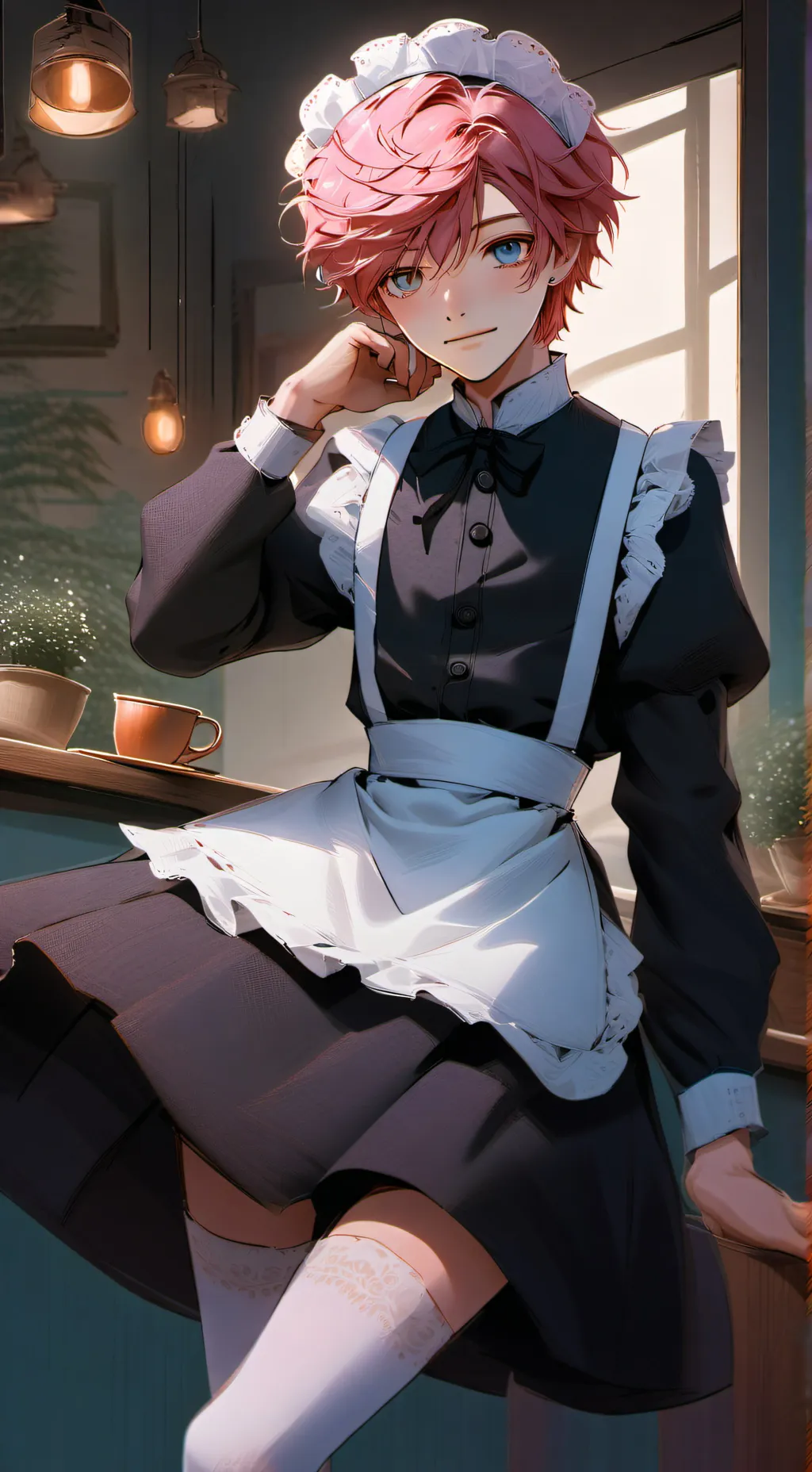 ai character: maid café  background