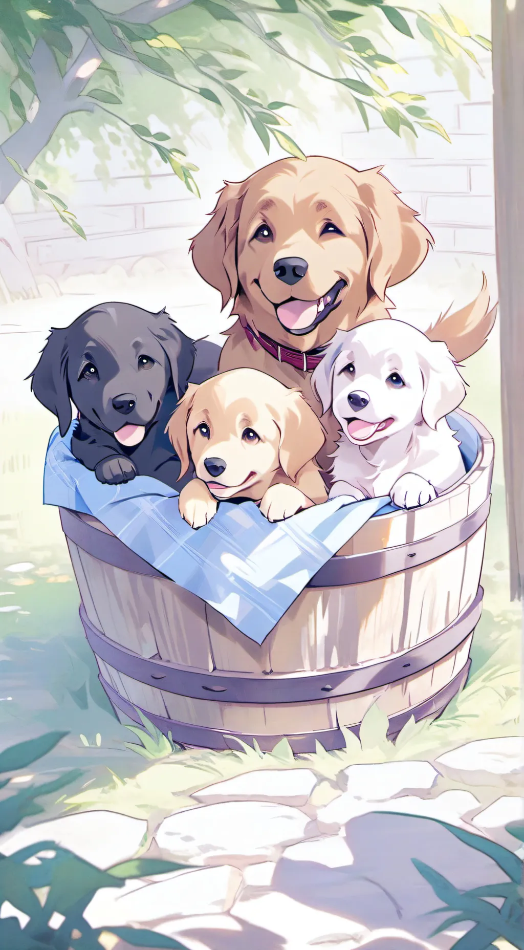 ai character: abandoned dogs background