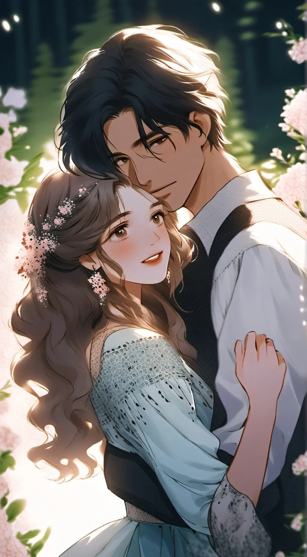 ai character: Anna and Liam  background