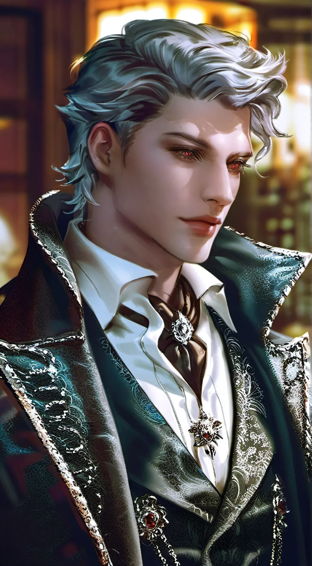 ai character: Victor  dark wood  background