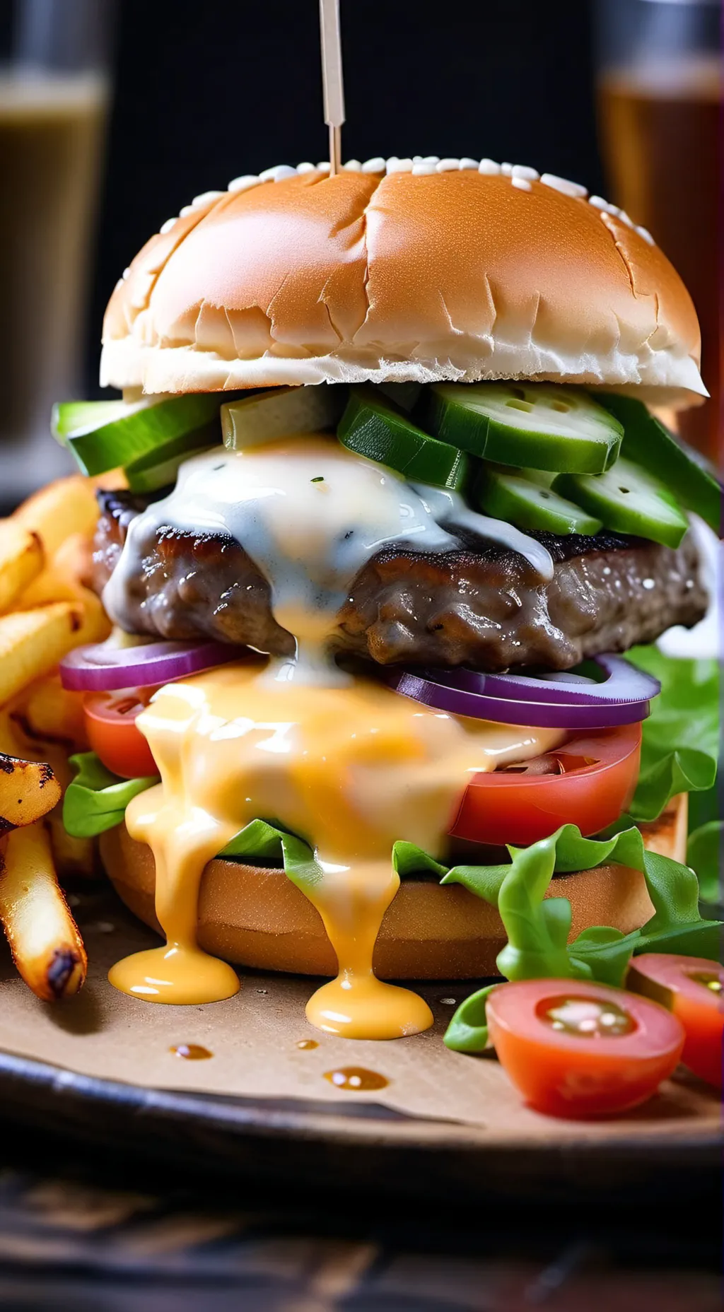 ai character: hamburger  background