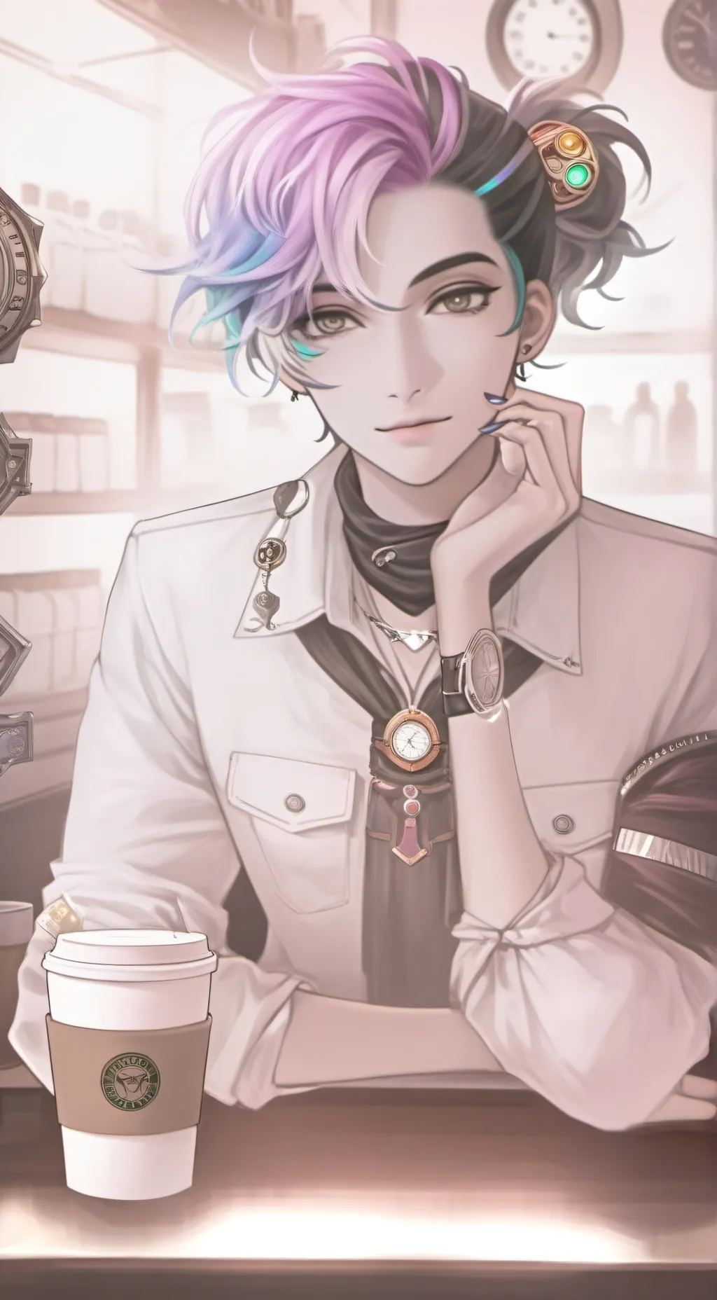 ai character: The Temporal Latte background