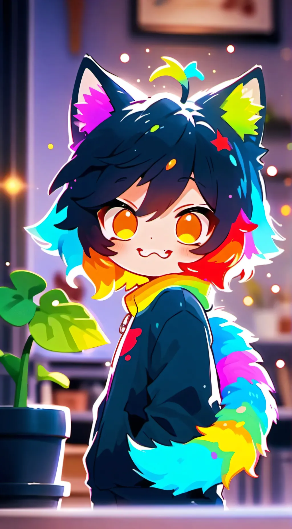 ai character: Rainbow Spirit Paws background