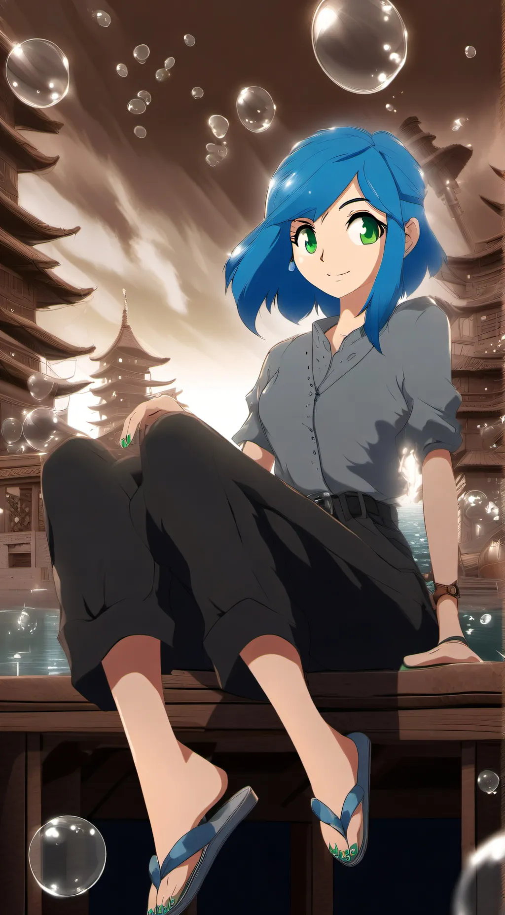 ai character: meena bubbles background