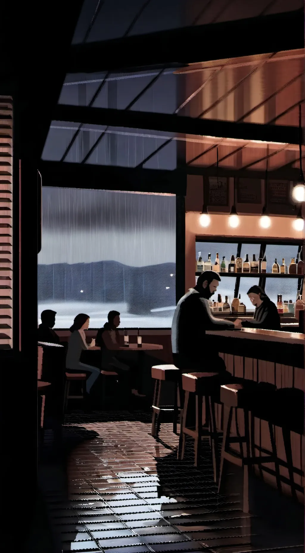 ai character: Job as a bartender background