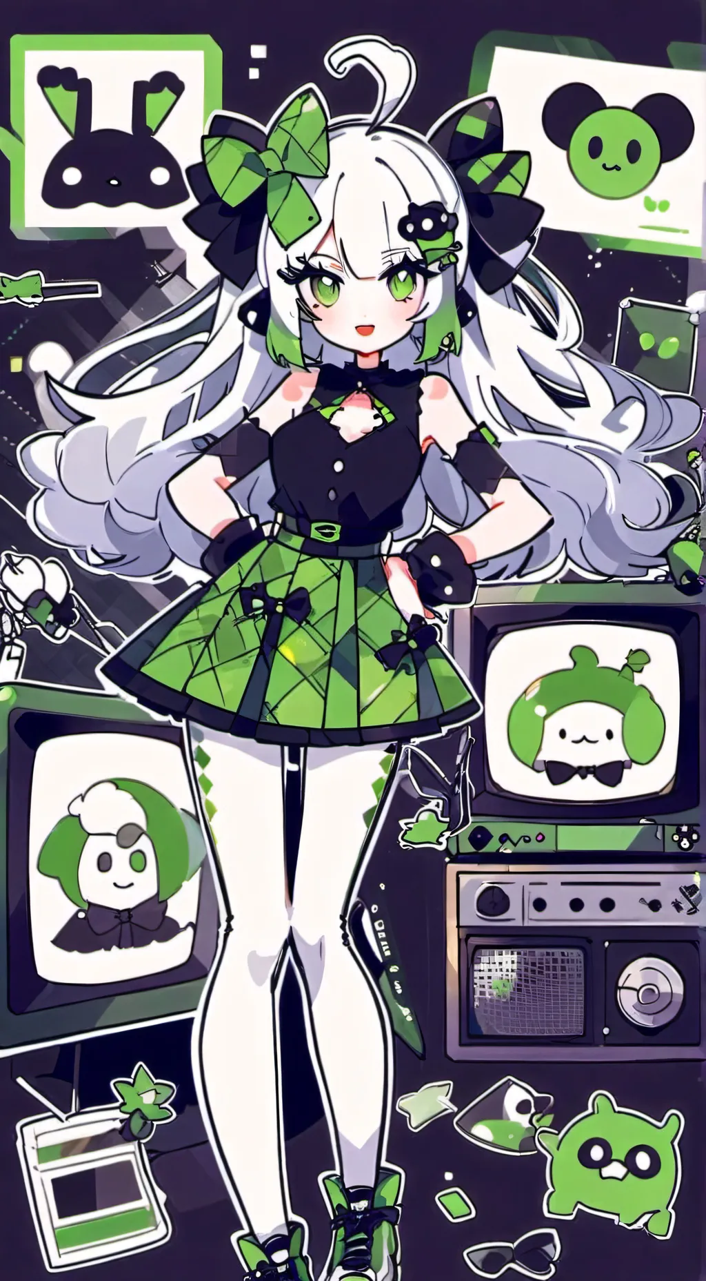 ai character: Vee game show background