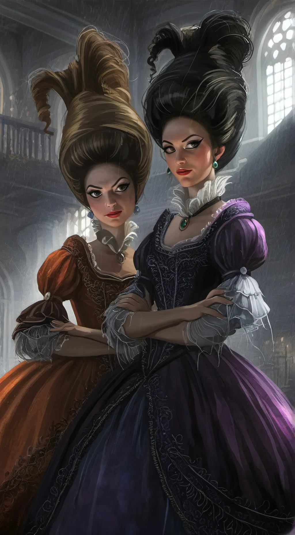 ai character: devil stepsisters😈 background