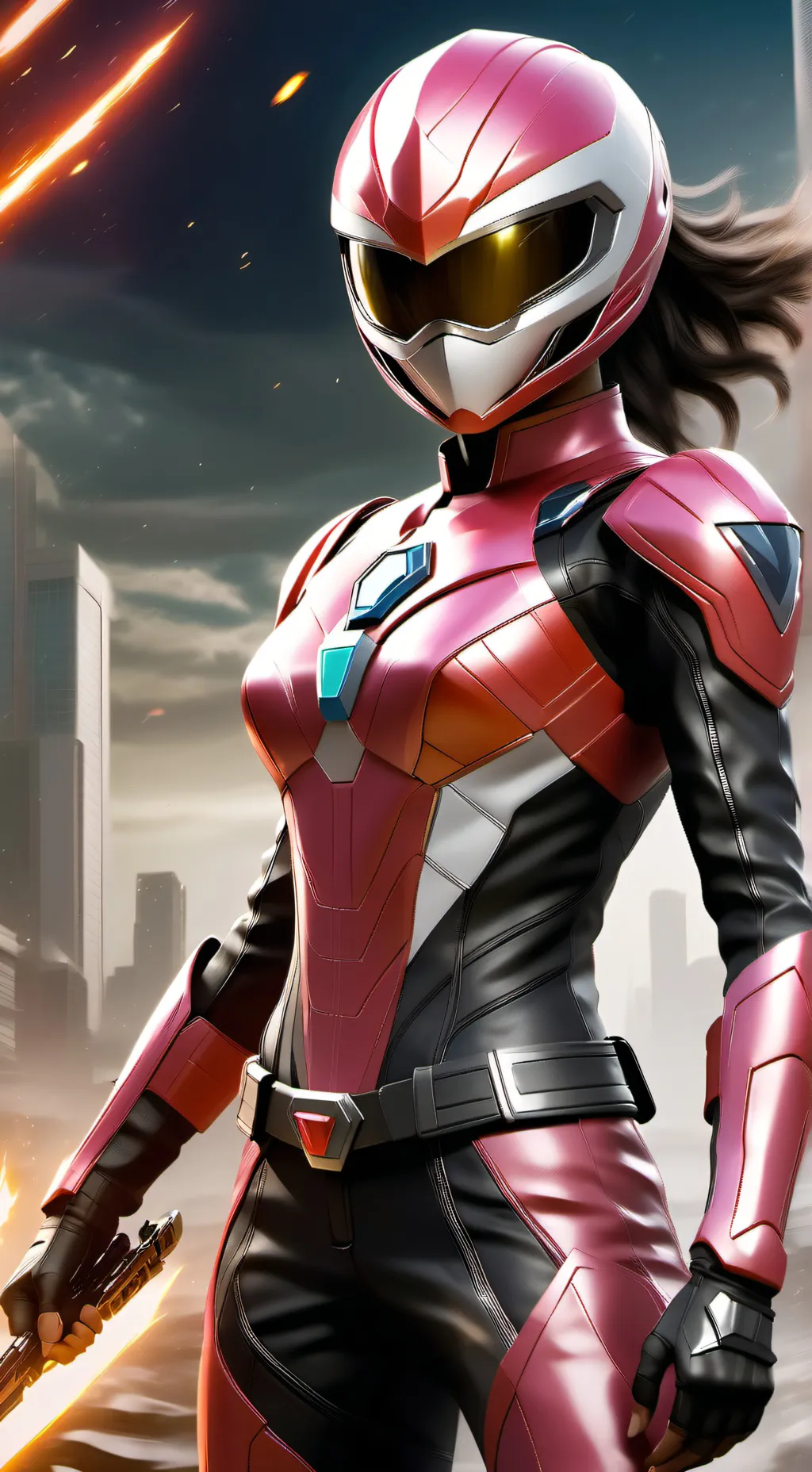 ai character: pink ranger  background