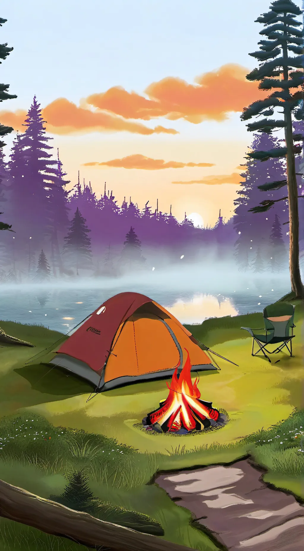 ai character: MHA Camping background