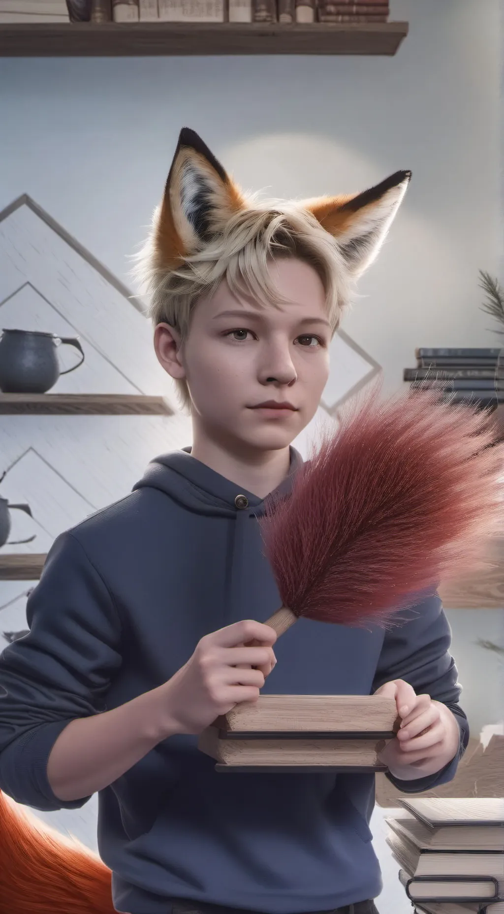 ai character: Intelligent Red Fox Furry background