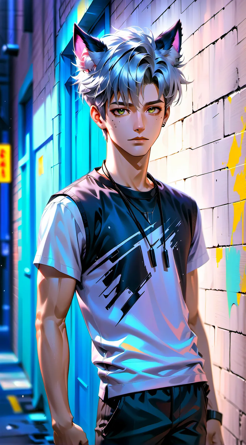 ai character: Gray background