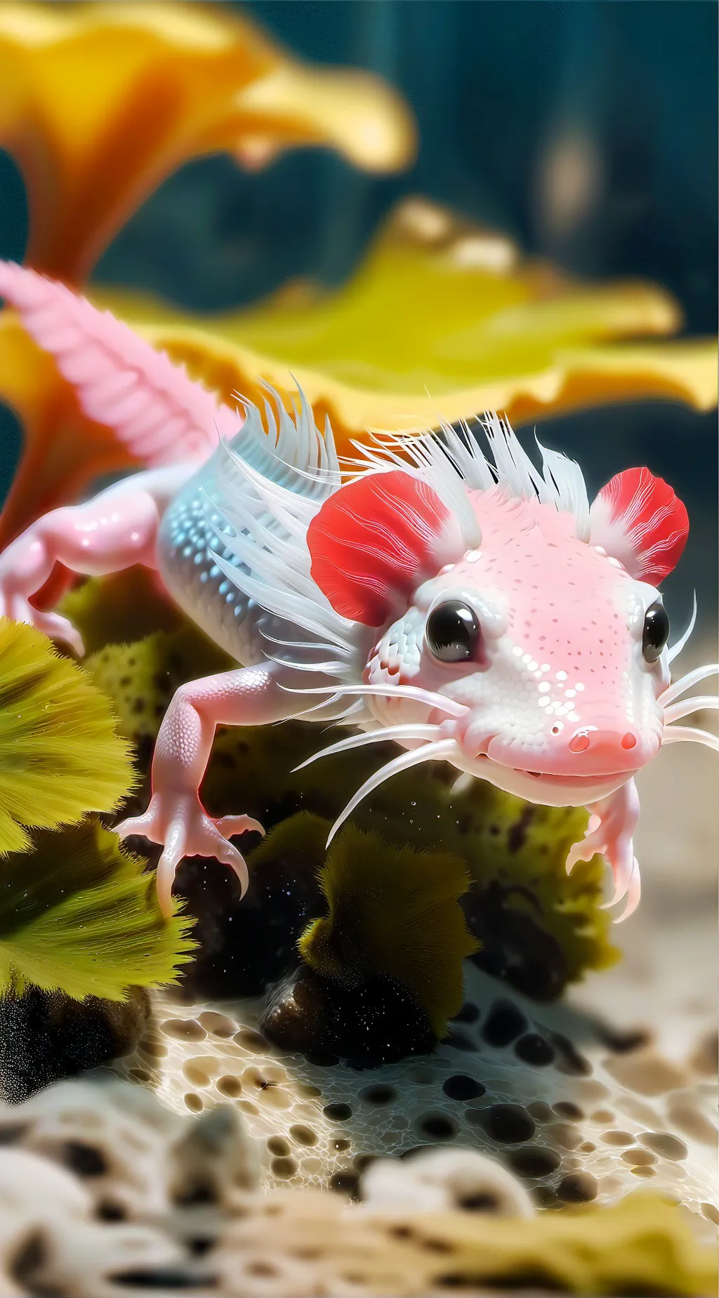 ai character: аксолотль background