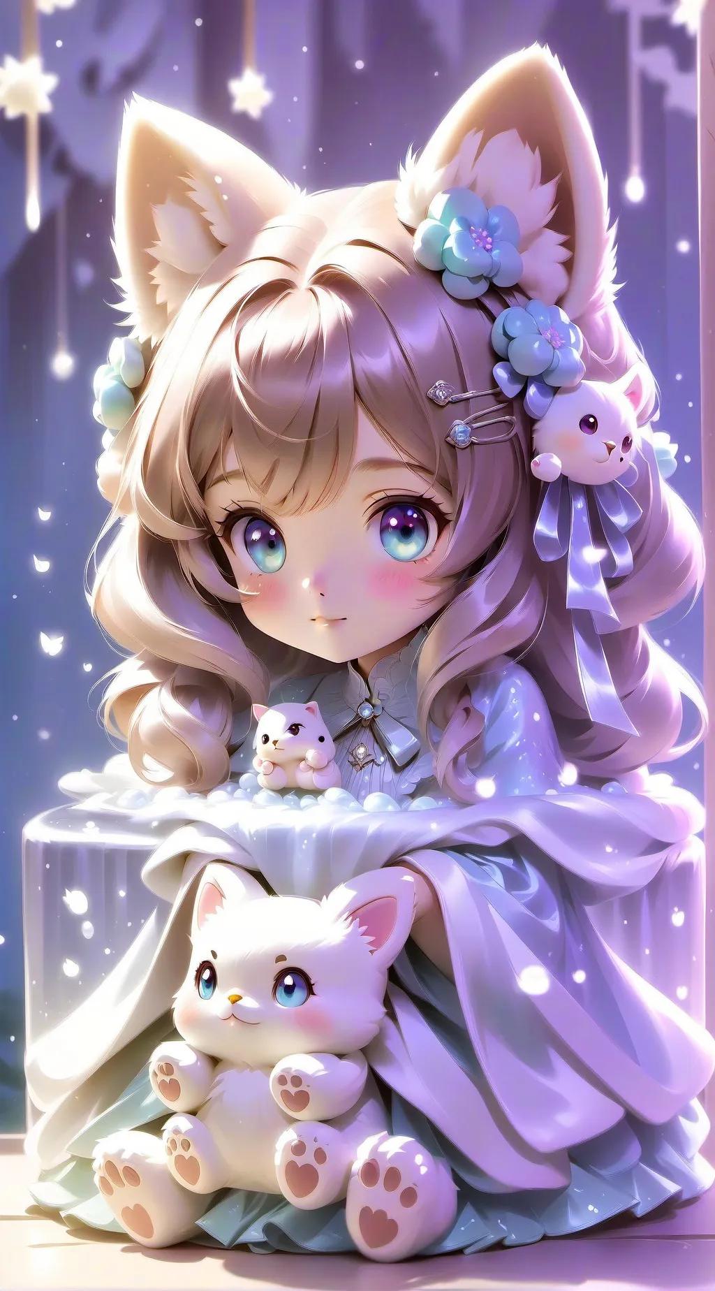 ai character: 🫧❄️Cat girl🍆🫐 background