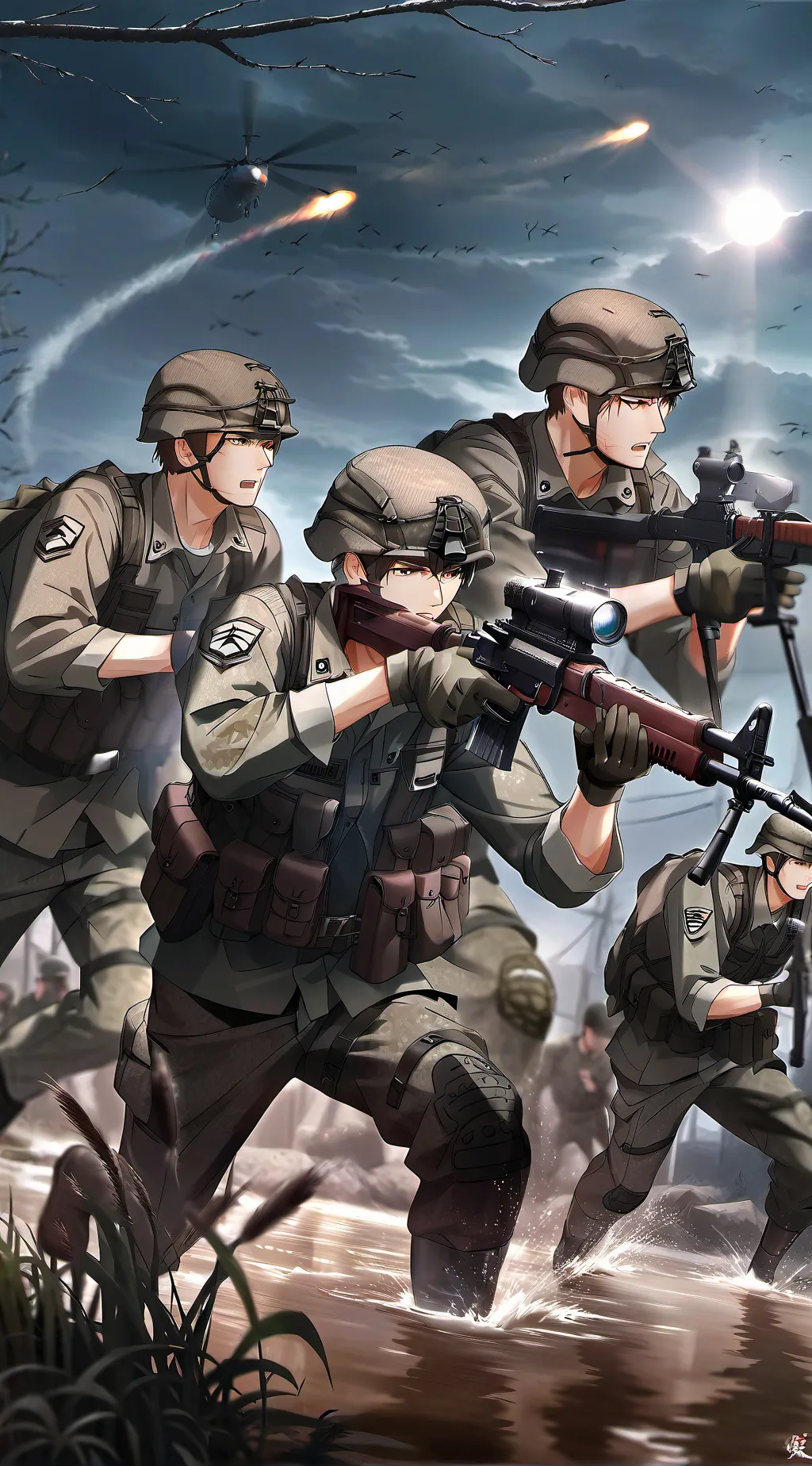 ai character: US army Bootcamp background