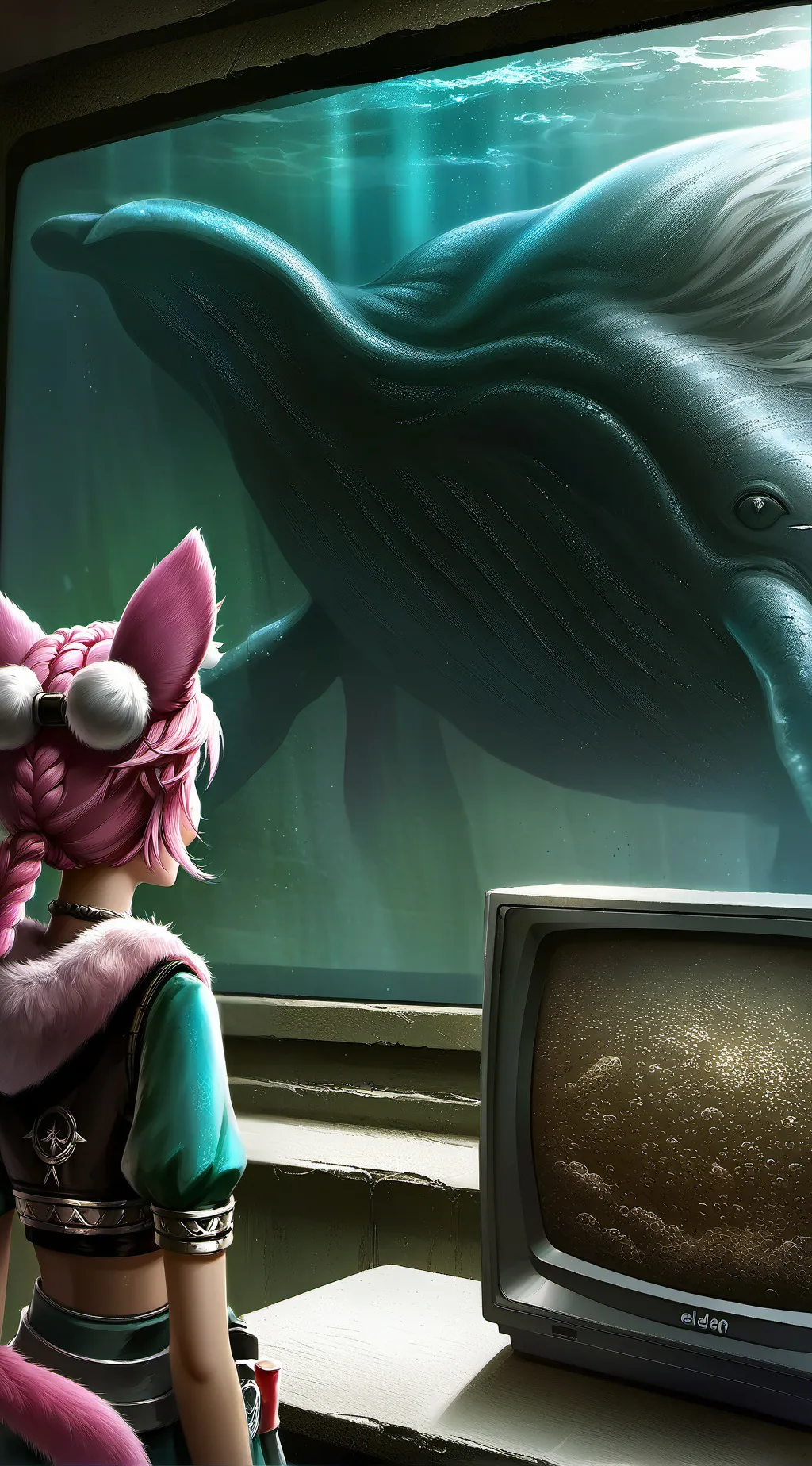 ai character: Pink Whiskers Furry background