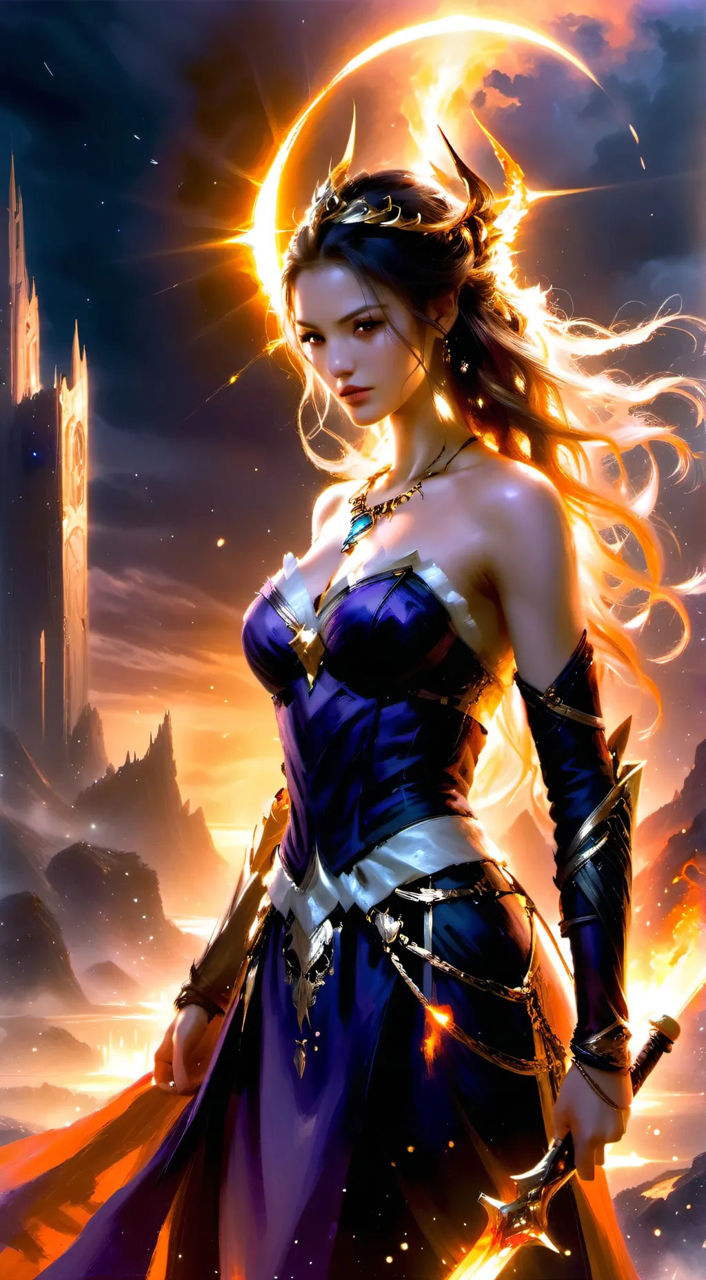 ai character: la reina del sol background