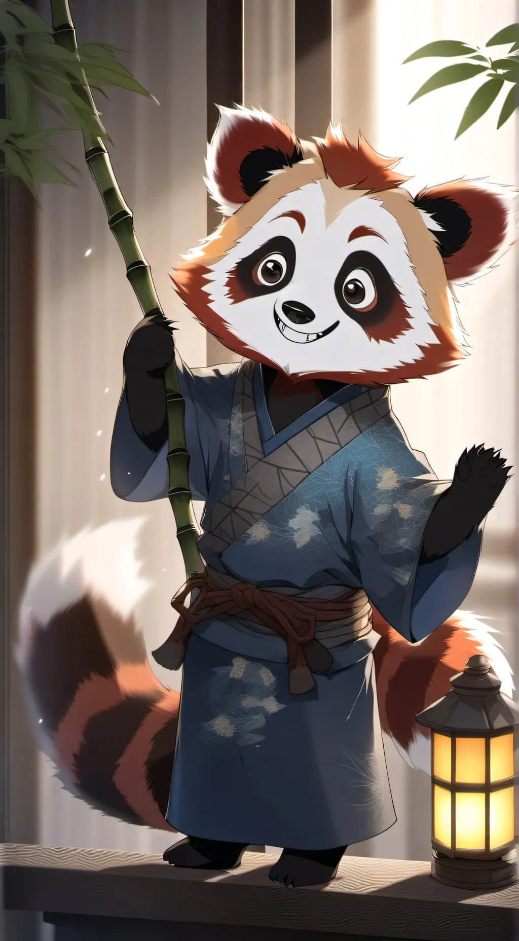 ai character: Blue-Yellow Spirit Furry background