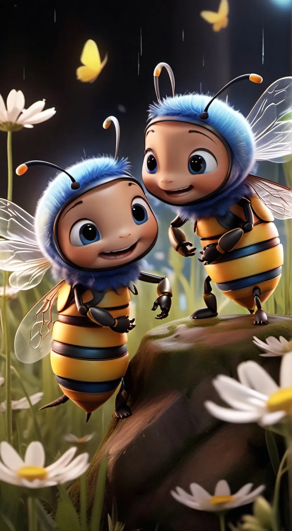 ai character: Jimmy and blue bee background