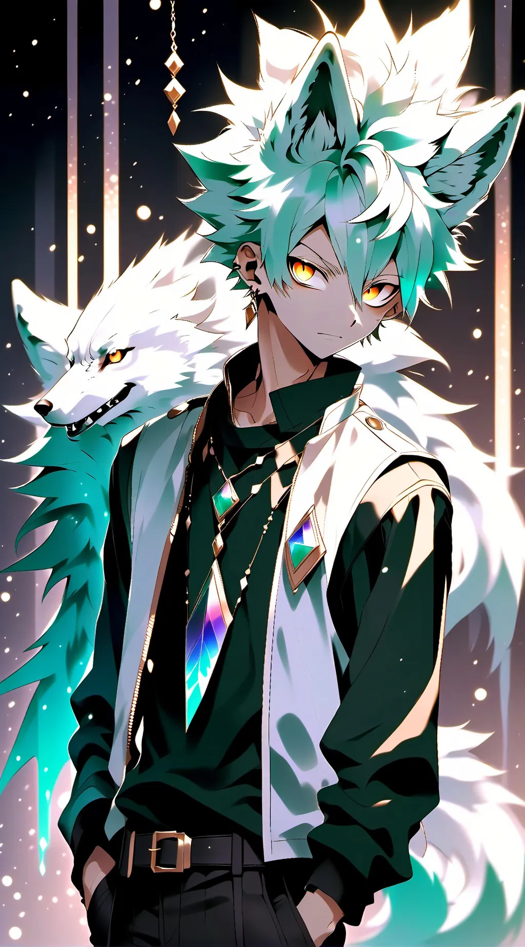 ai character: Bakugo wolfhusban background
