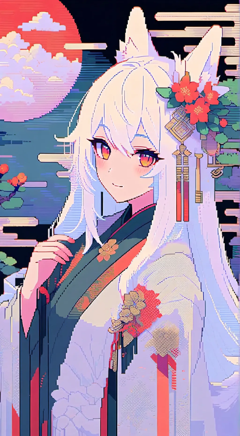 ai character: Queen kitsune background