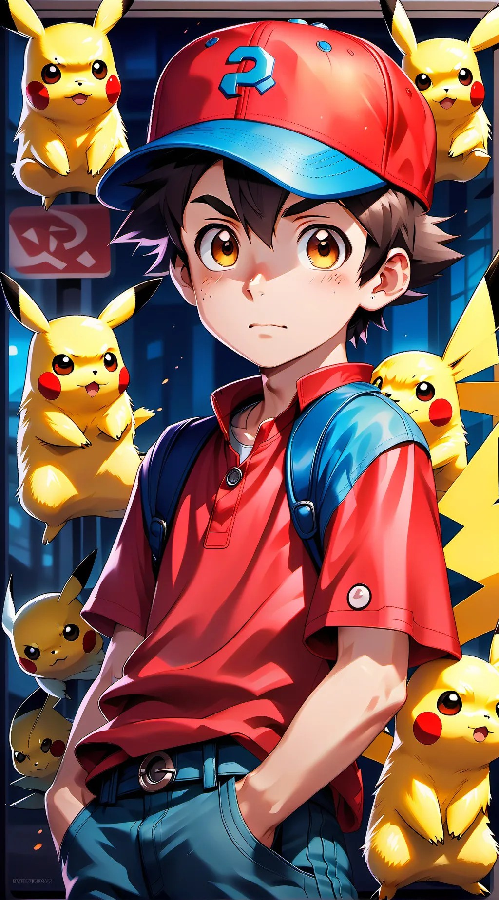 ai character: Ash Ketchum background