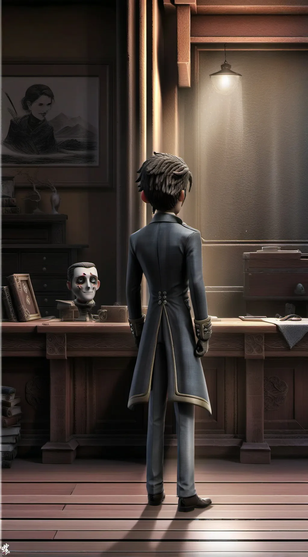 ai character: Mysterious house background