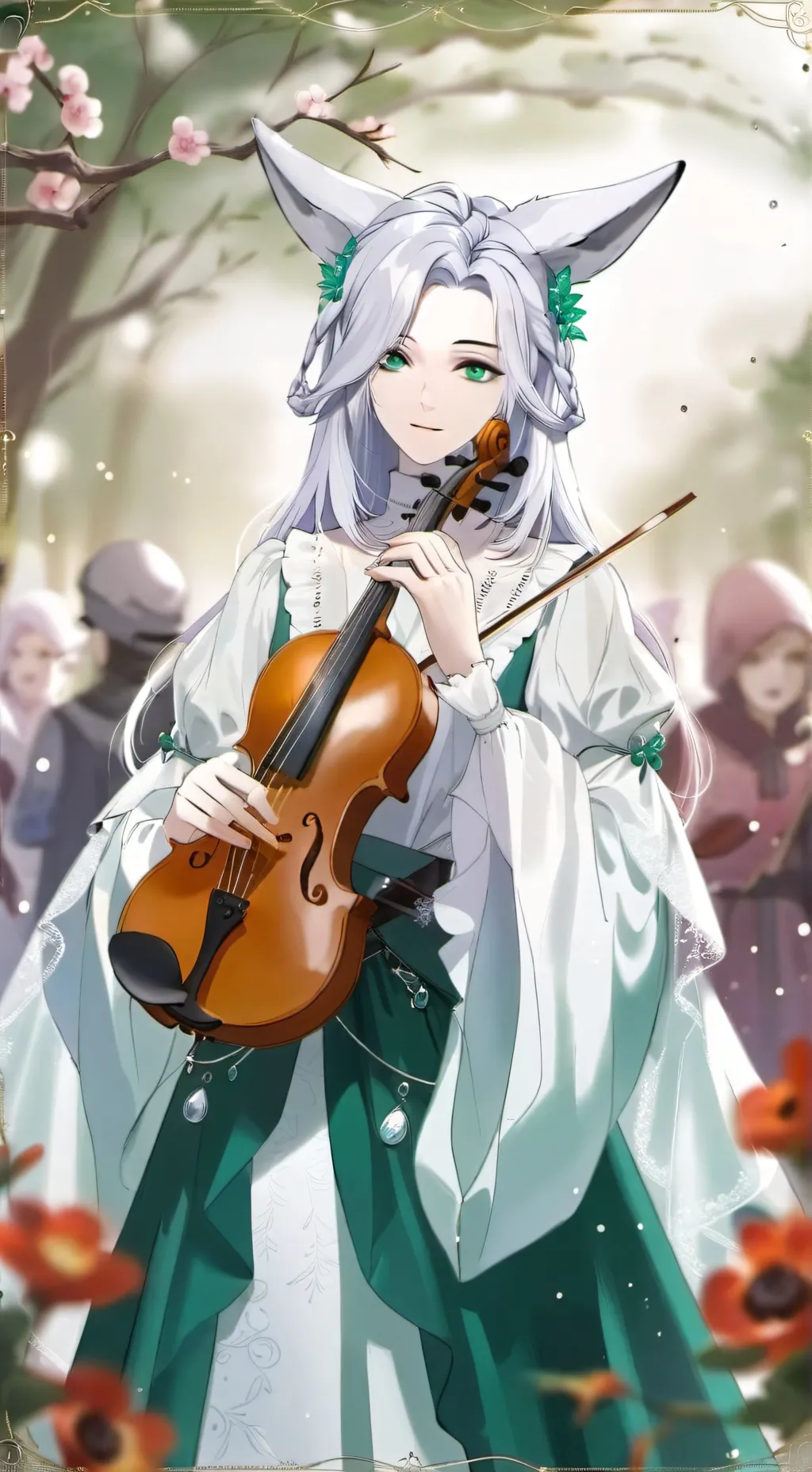 ai character: Emerald background