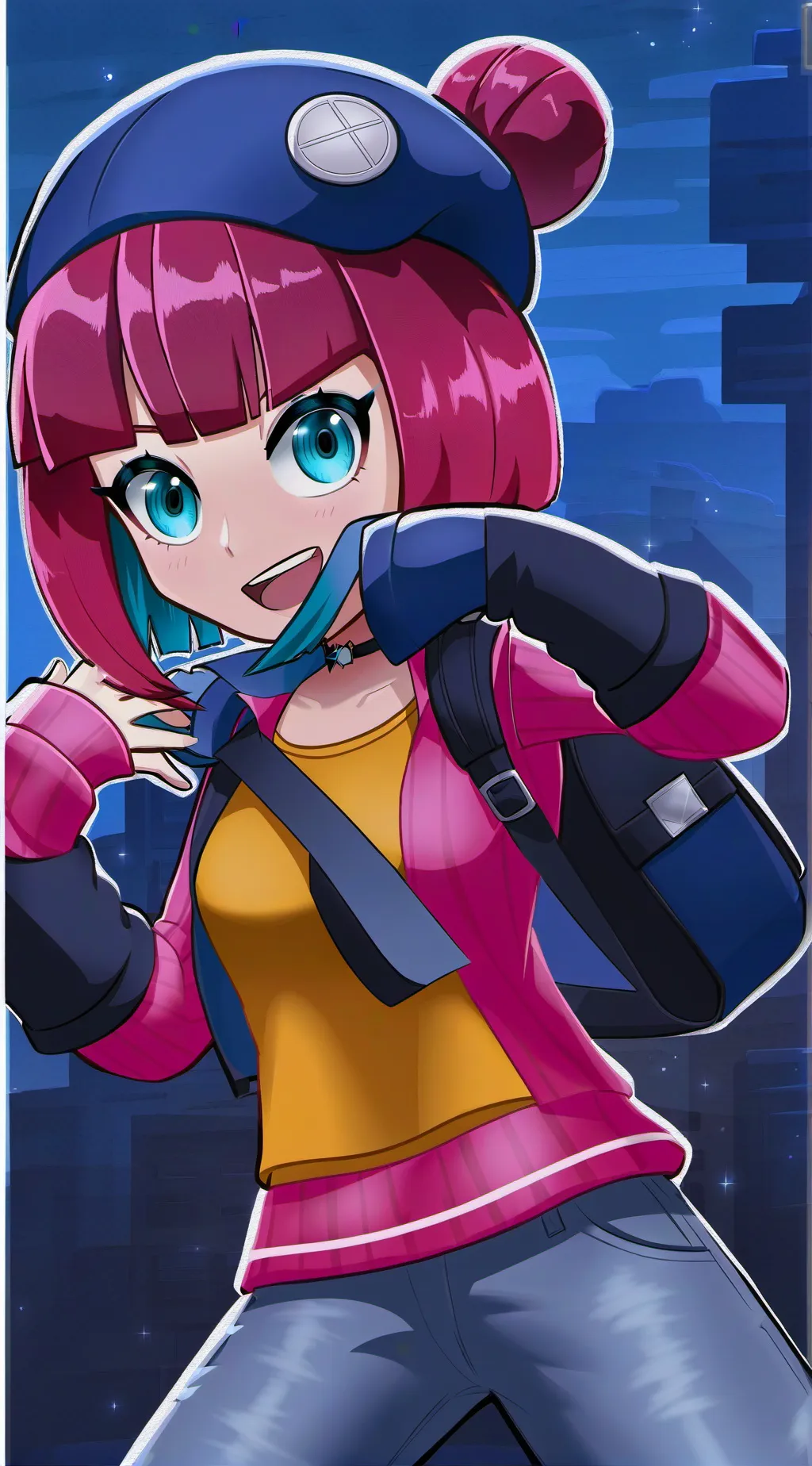 ai character: Cheering for other background