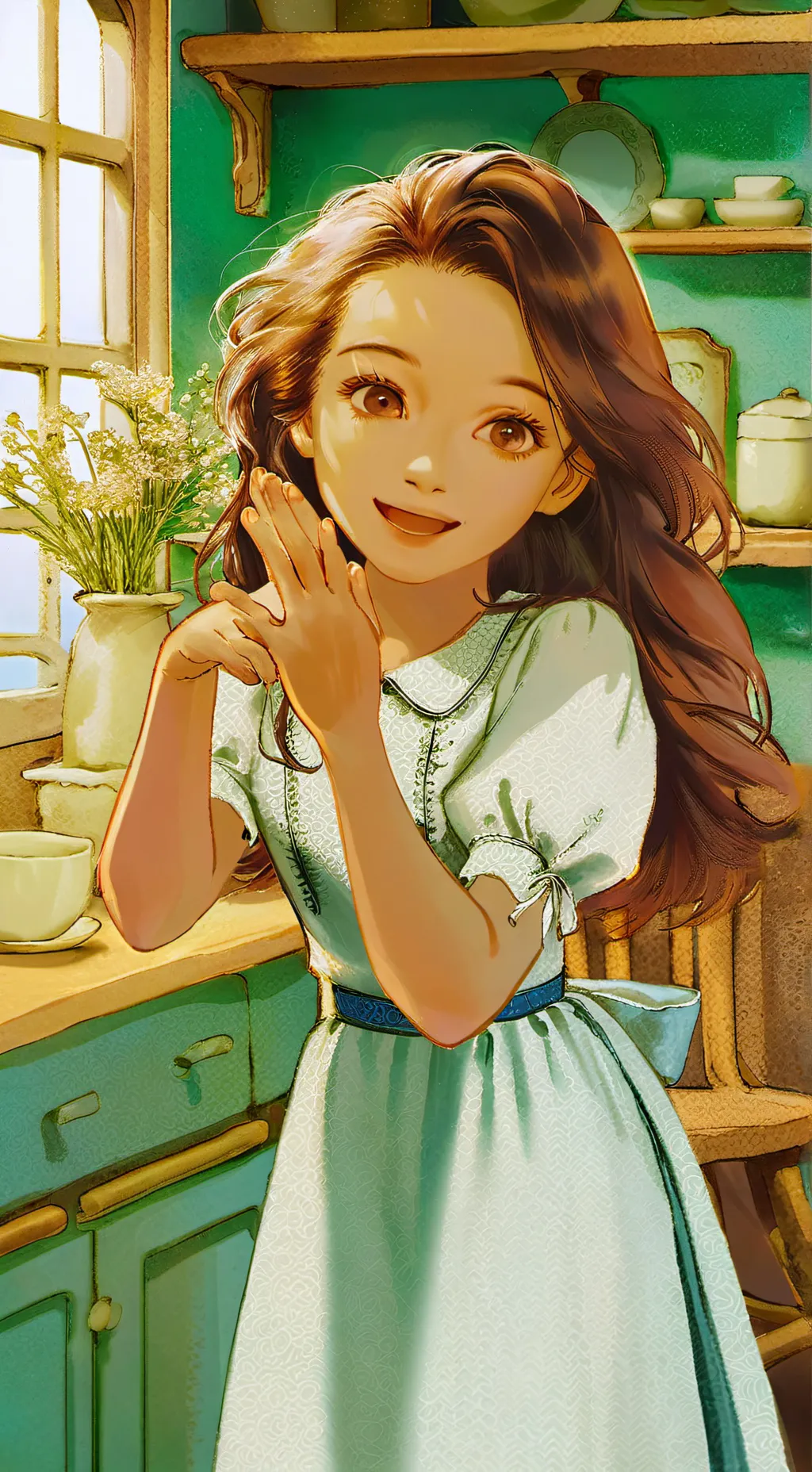 ai character: Lovely daughter  background