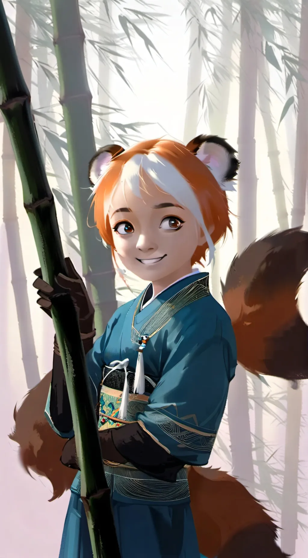 ai character: Russet Panda Furry background