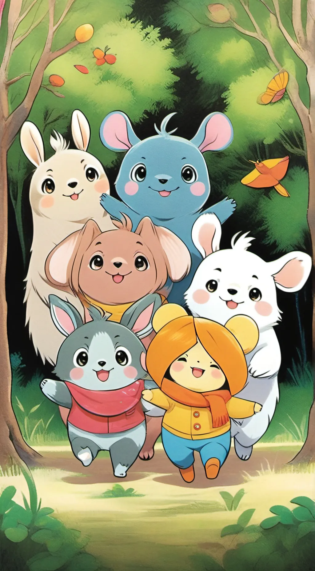 ai character: Smiling critters:) background