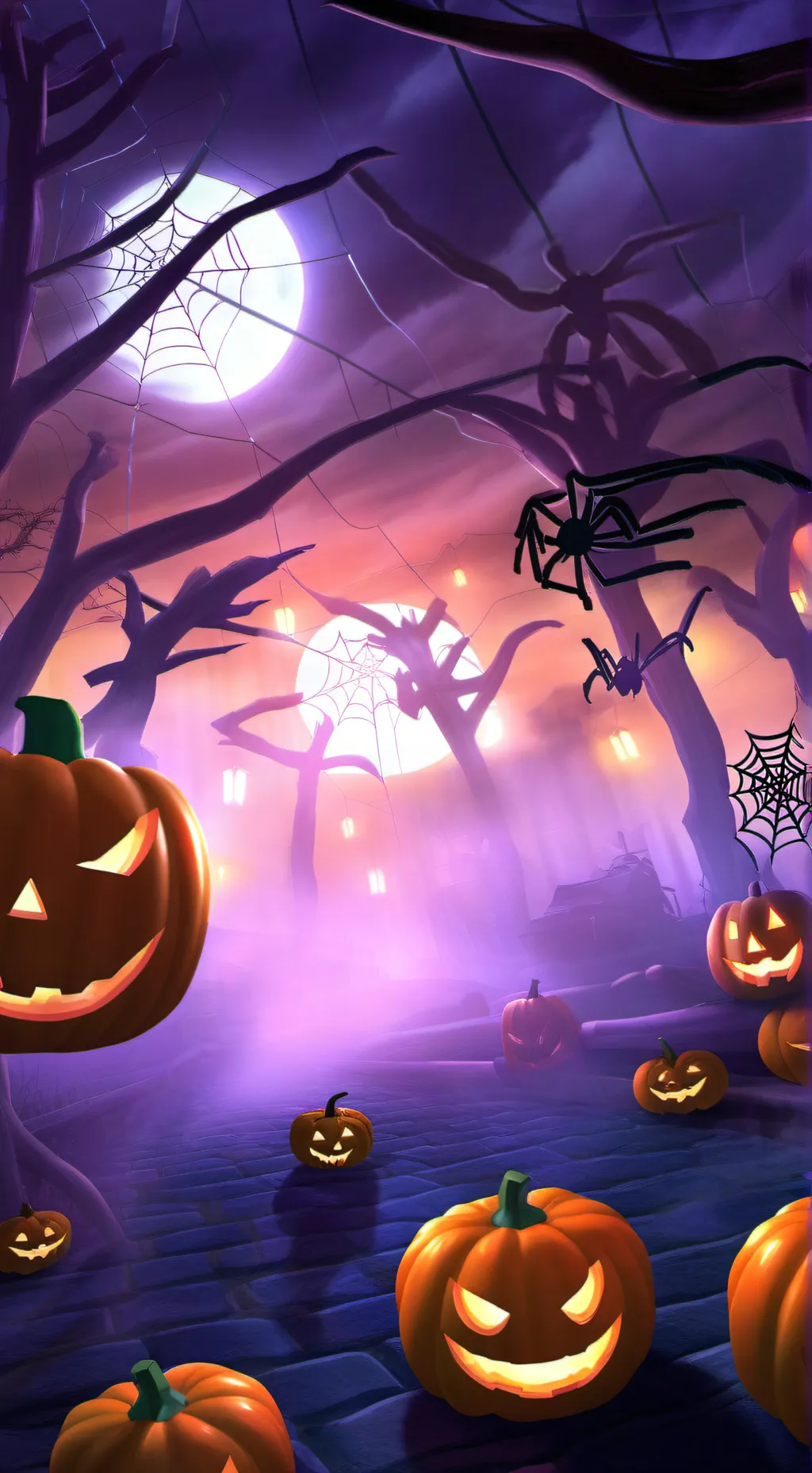 ai character: huntrix Halloween background