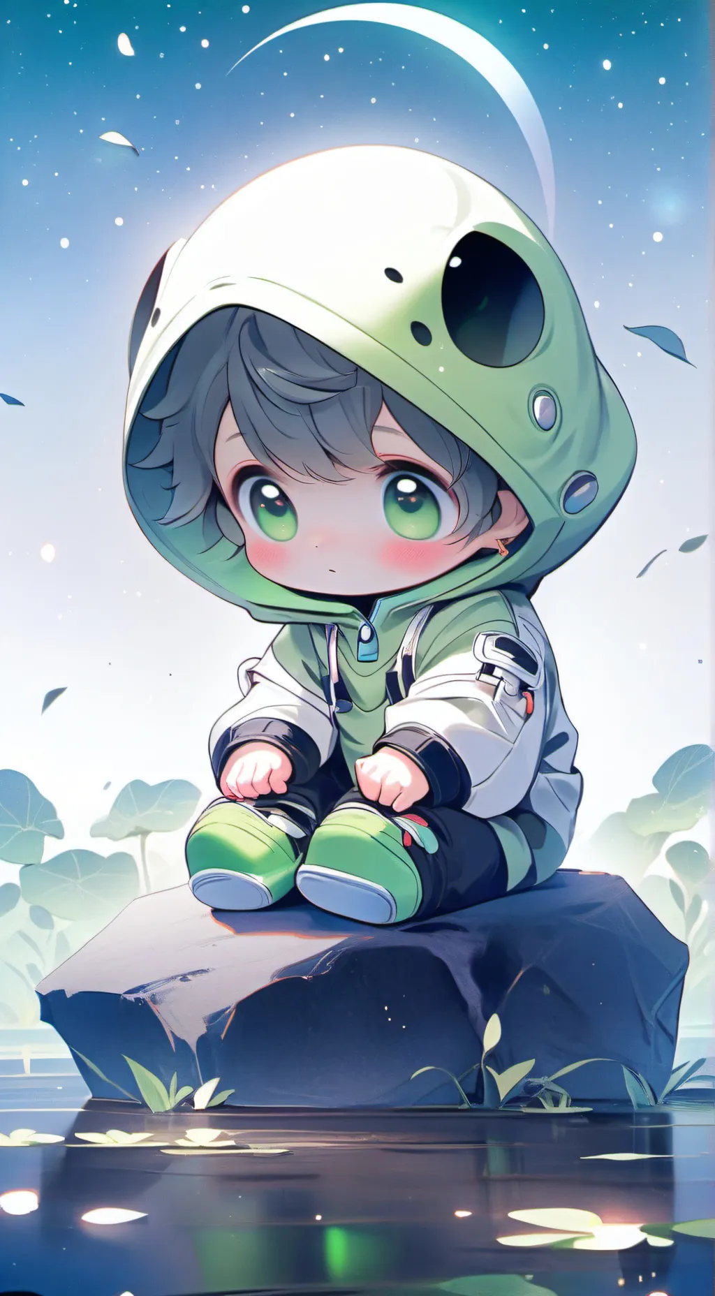ai character: Alien baby 👽 background