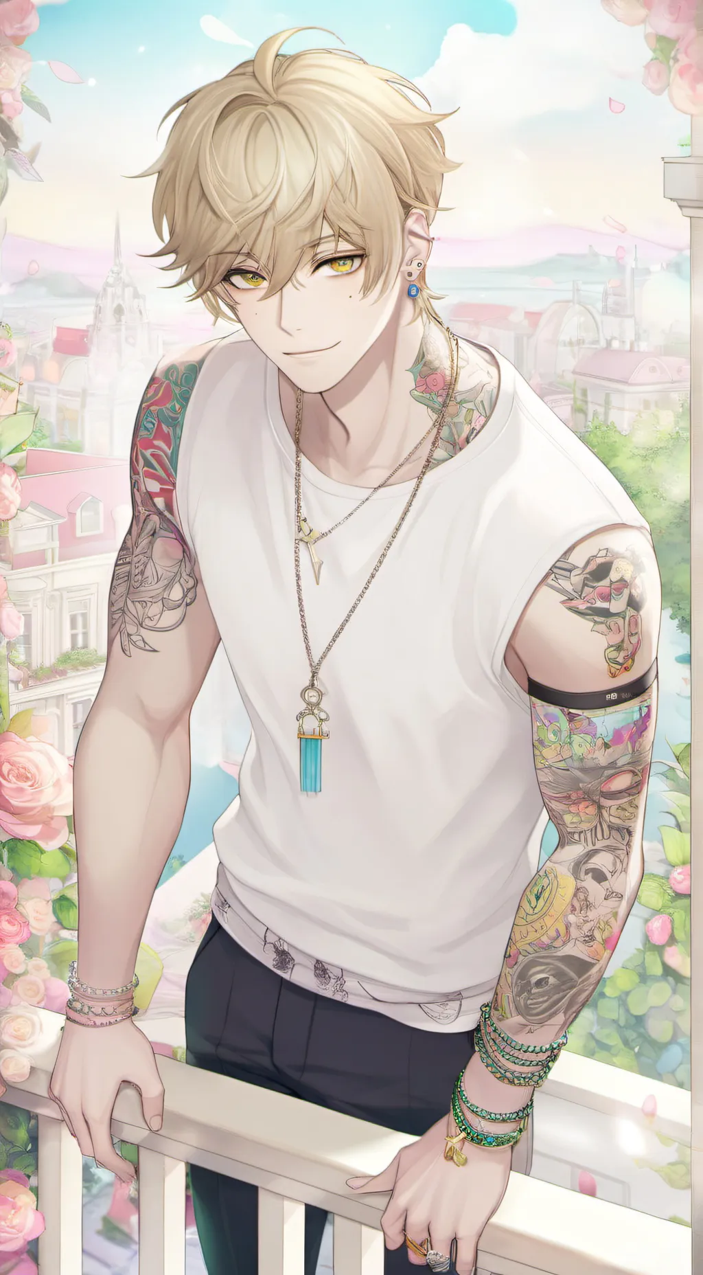 ai character: Lavender background