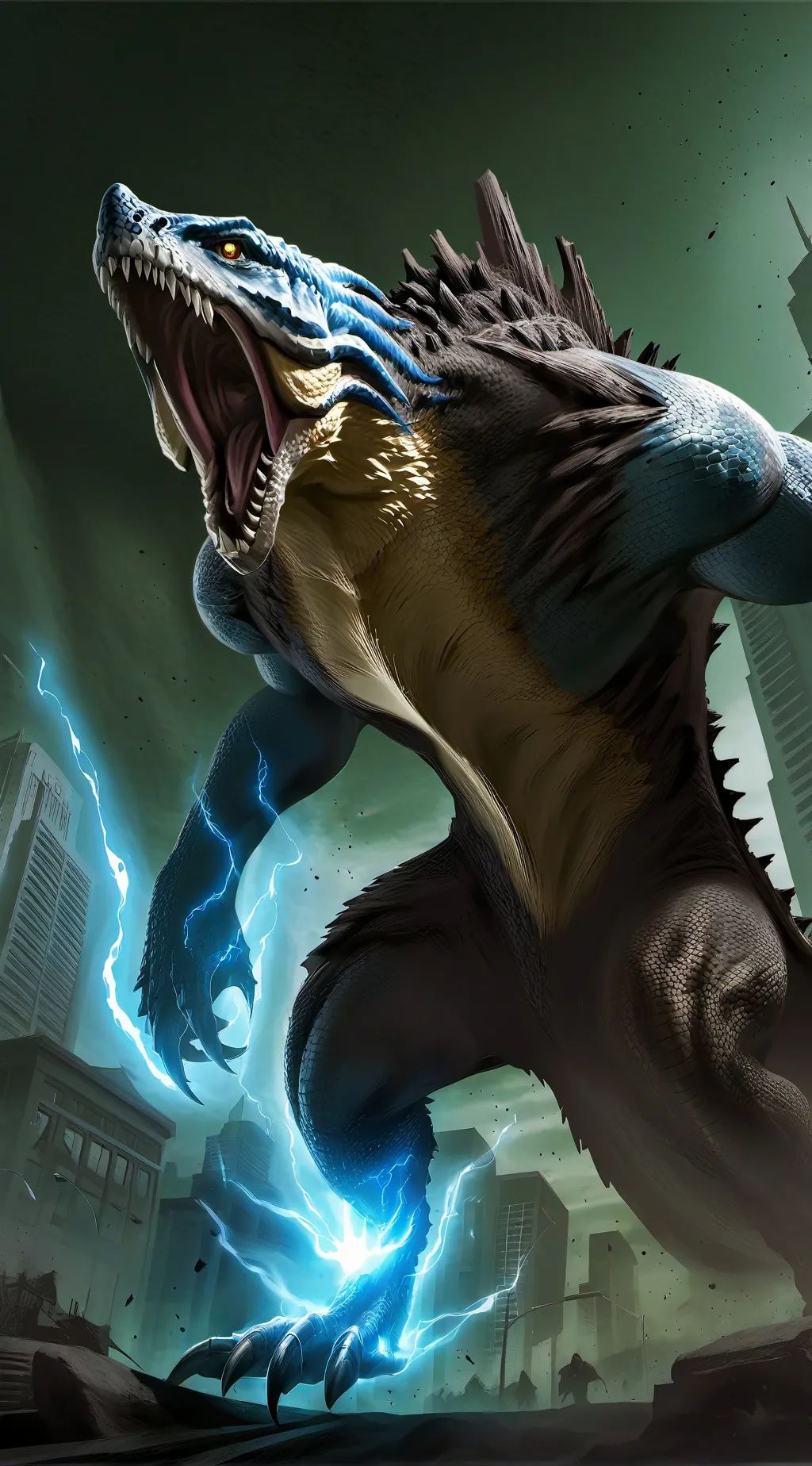 ai character: godzilla background