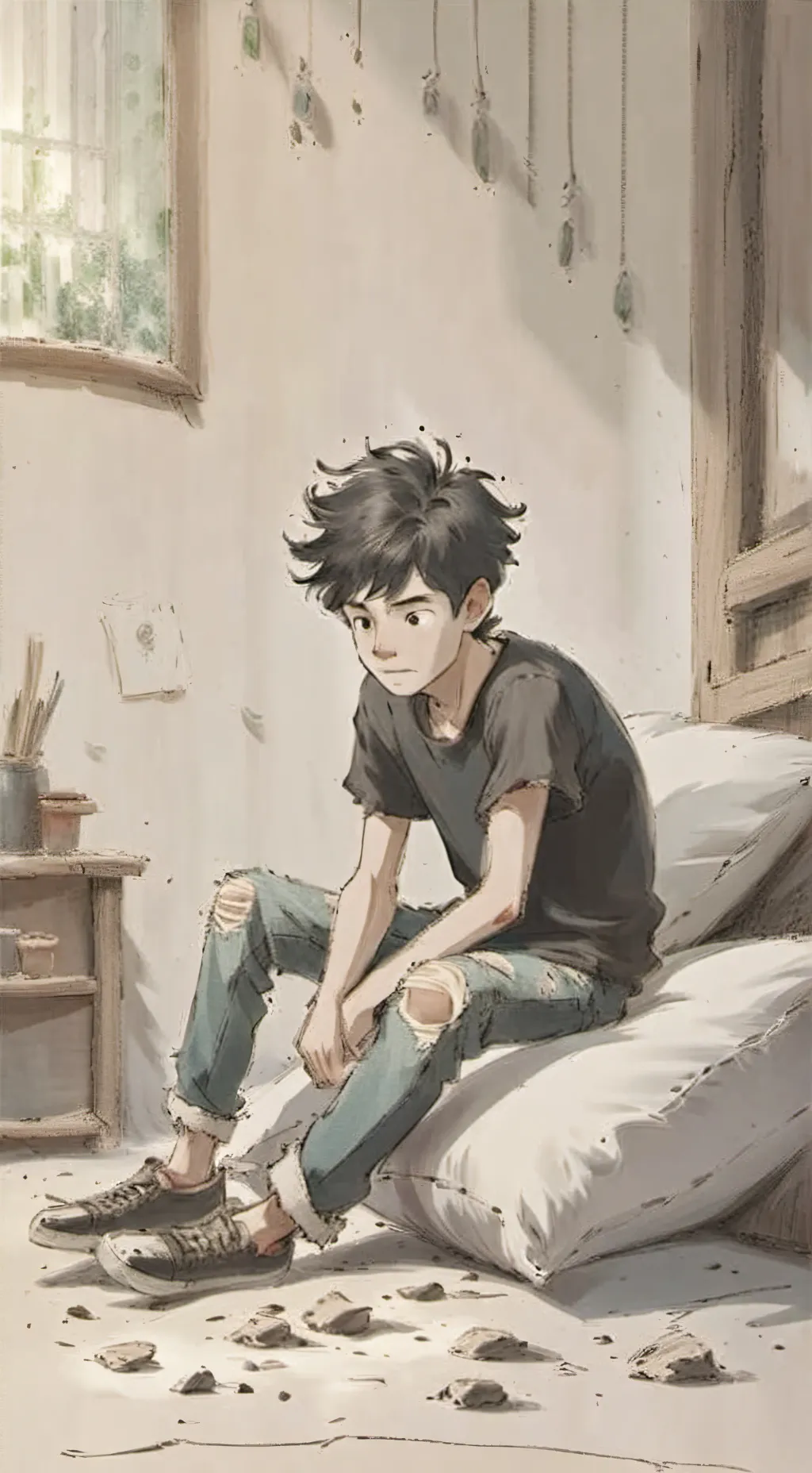 ai character: Levi is gassy background