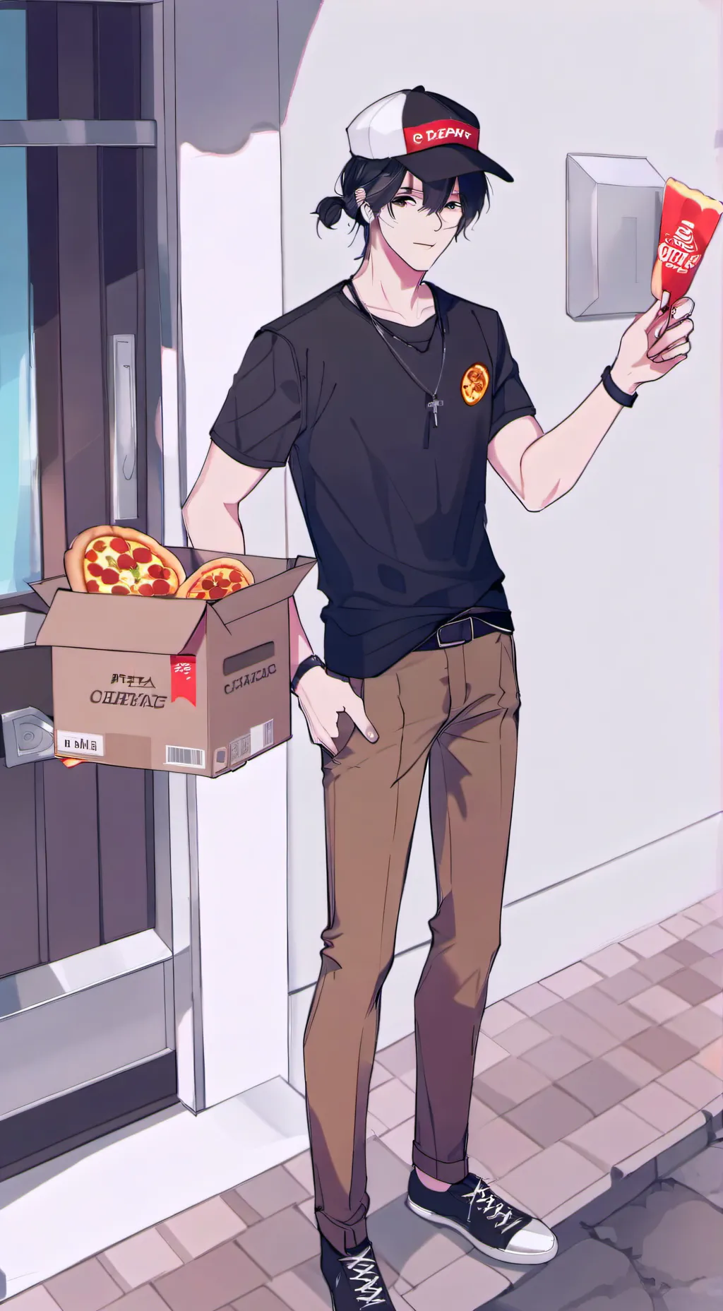 ai character: Pizza delivery guy background