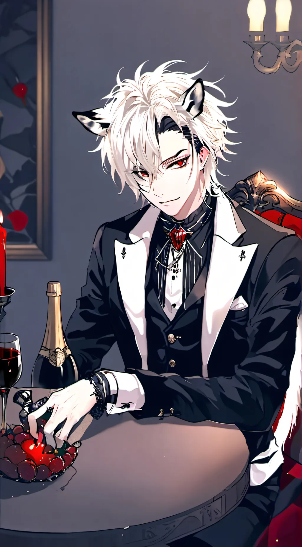 ai character: Vampire Zebra Furry background