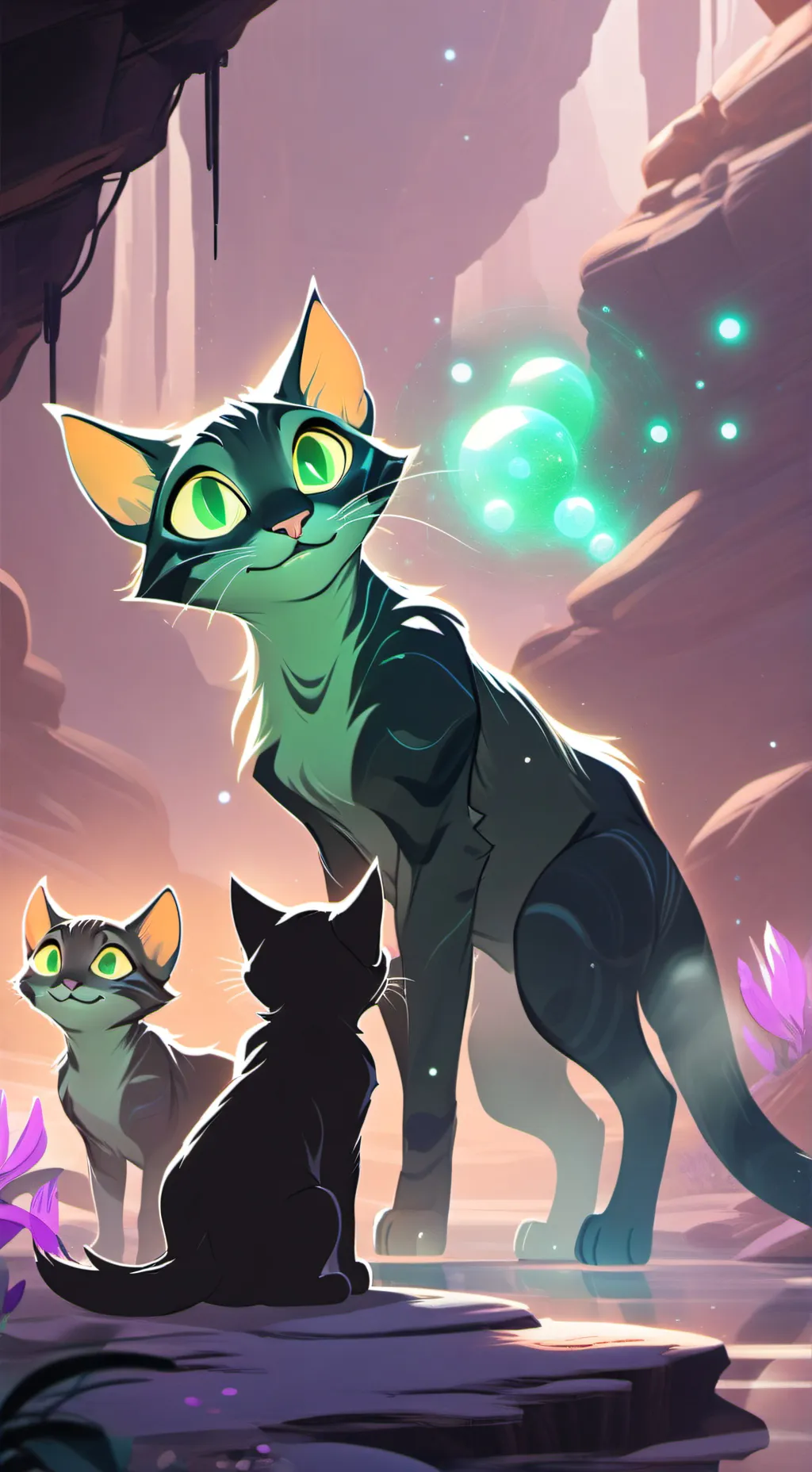 ai character: alien mother cat background
