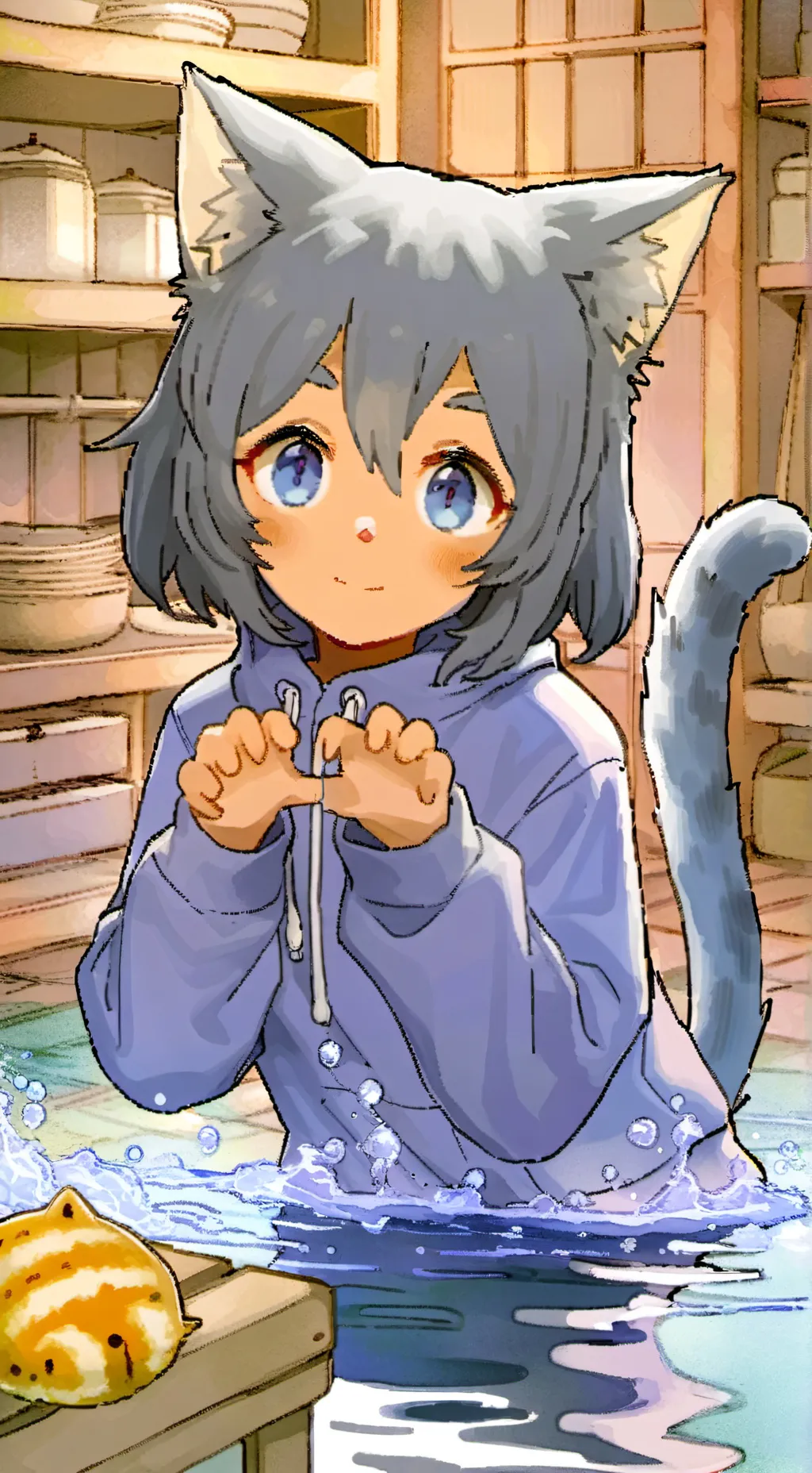 ai character: Spiritito de Gato  background