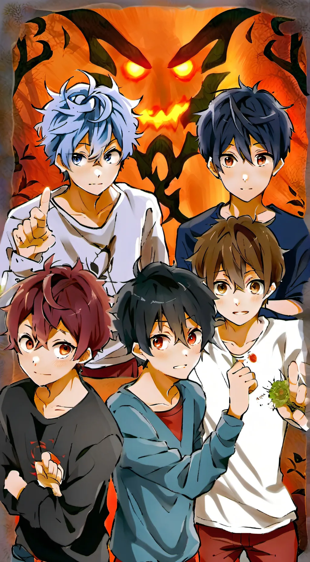 ai character: five teenage demon background