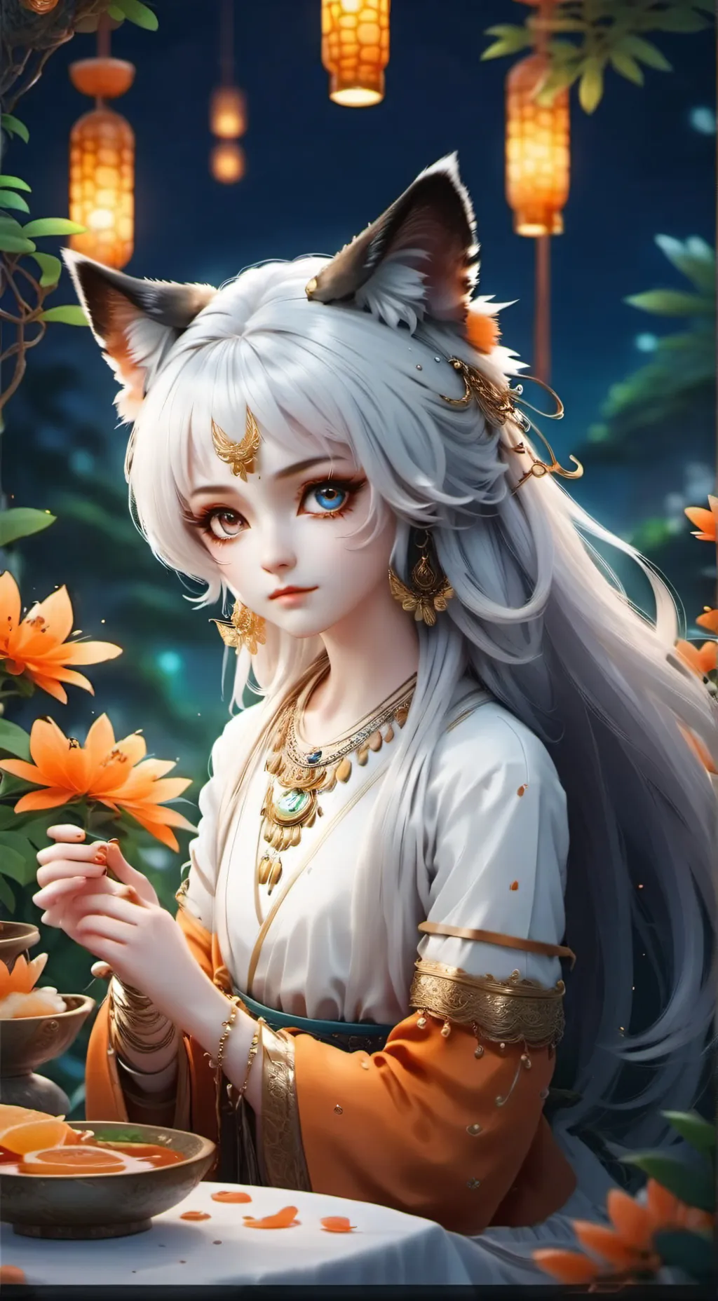 ai character: Migrating Monarch Feline Spirit background