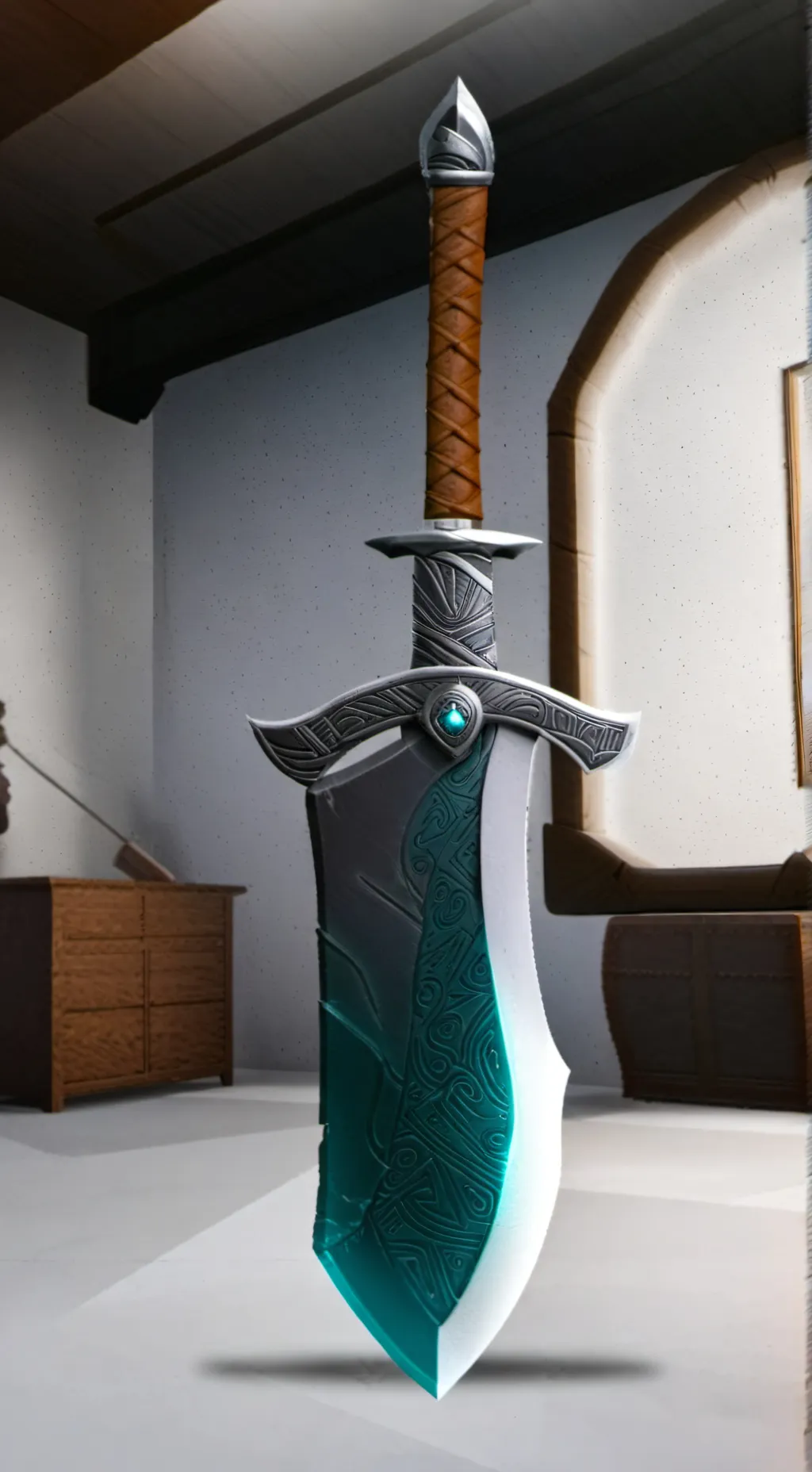 ai character: md with sword  background