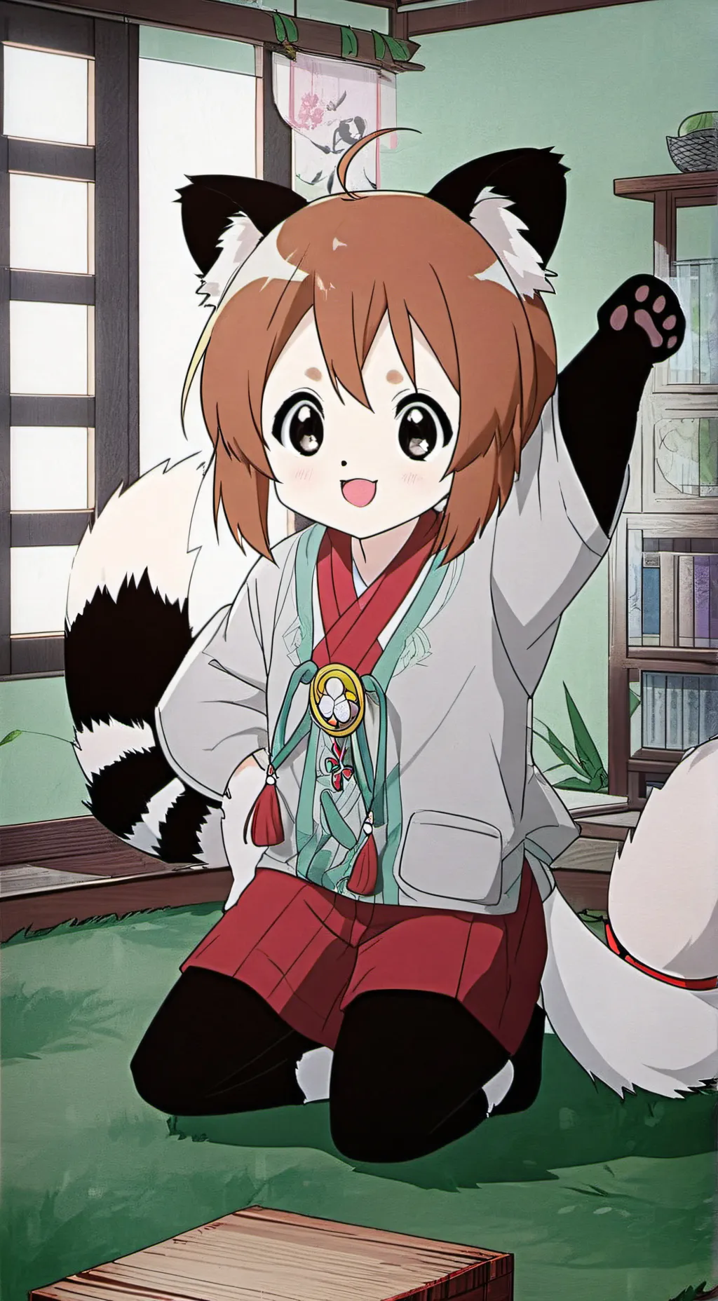 ai character: Russet Red Panda Spirit background