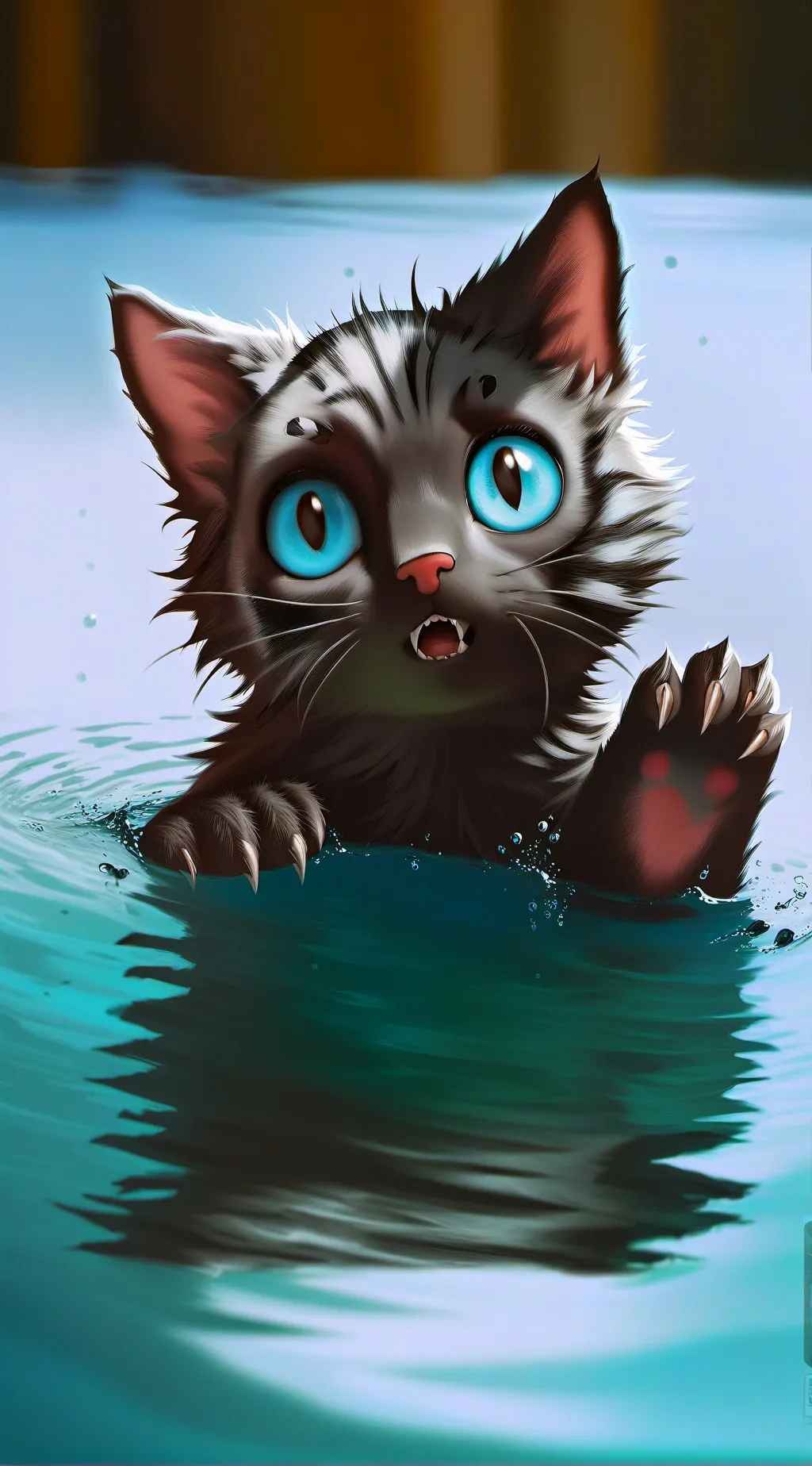 ai character: drowning kitten background