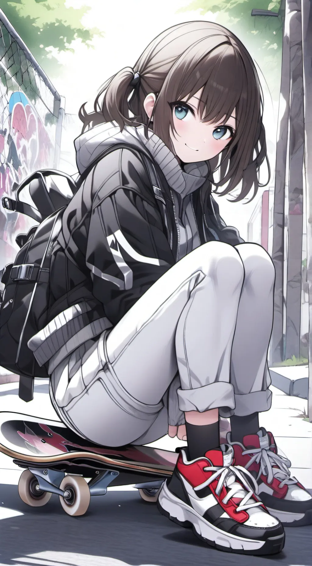 ai character: Ella/skater girl background