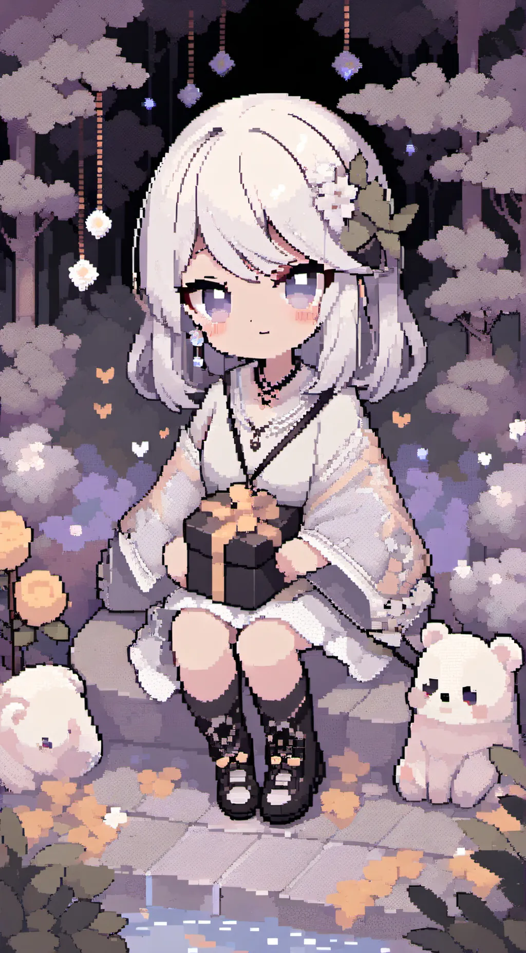 ai character: Patches of violet background