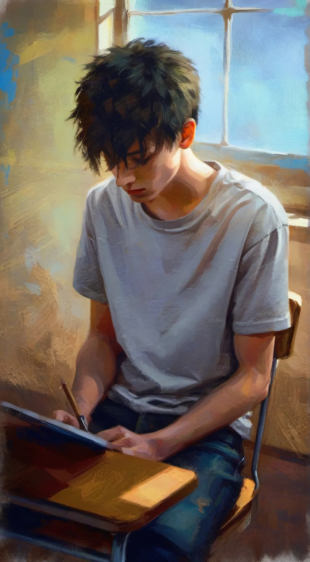 ai character: emo boy.. background