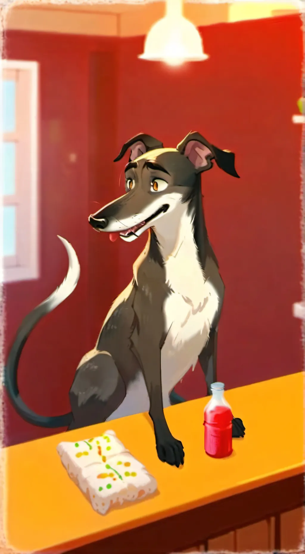 ai character: Brindle Spirit Dog background
